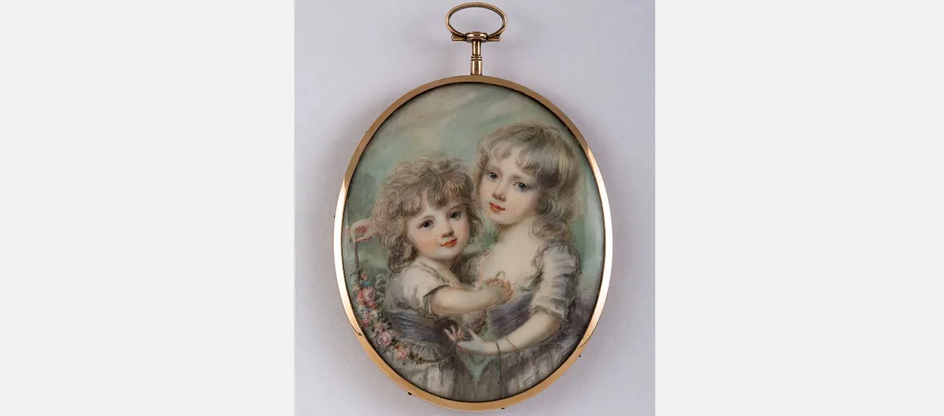 A miniature of Lady Georgiana (right) and Lady Harriet (left) by Richard Cosway (1742-1821)