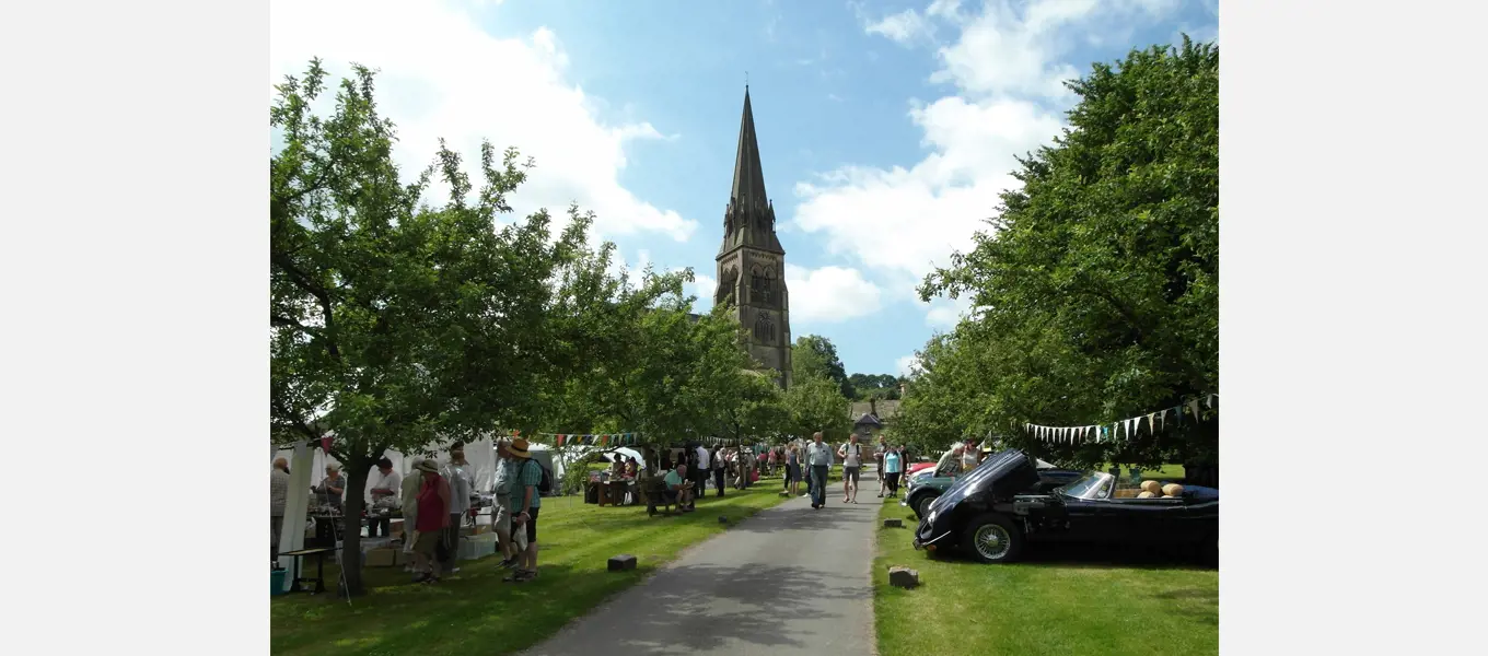 The village green being used for Edensor Day activities in 2017
