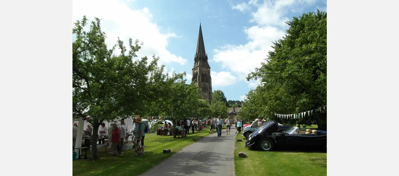 The village green being used for Edensor Day activities in 2017