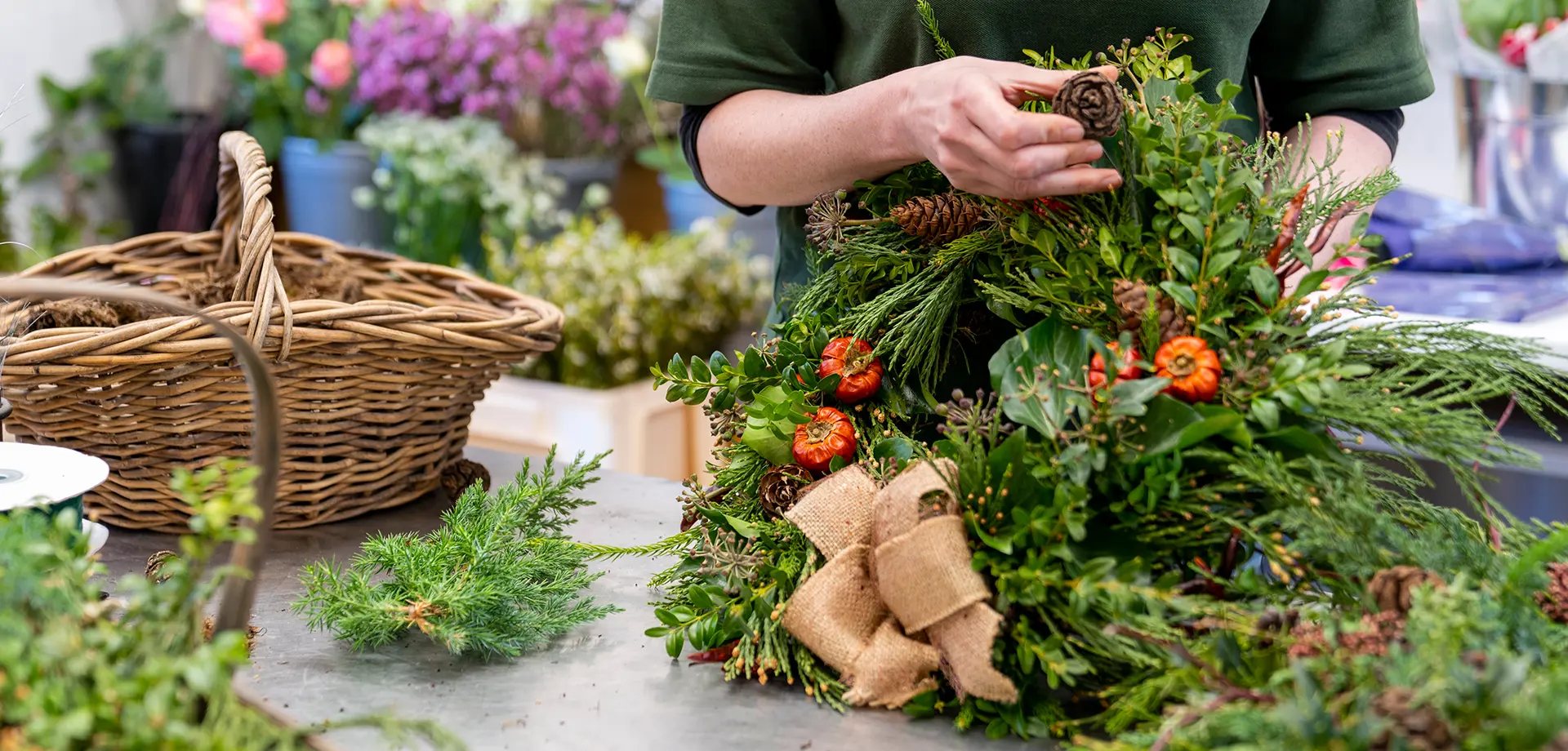 Christmas wreath making