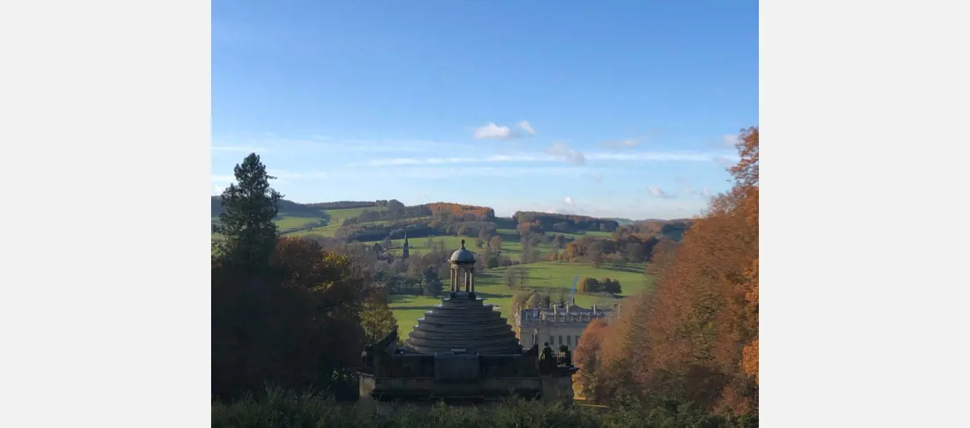 View over Edensor and the Derwent Valley, from the top of Stand Wood