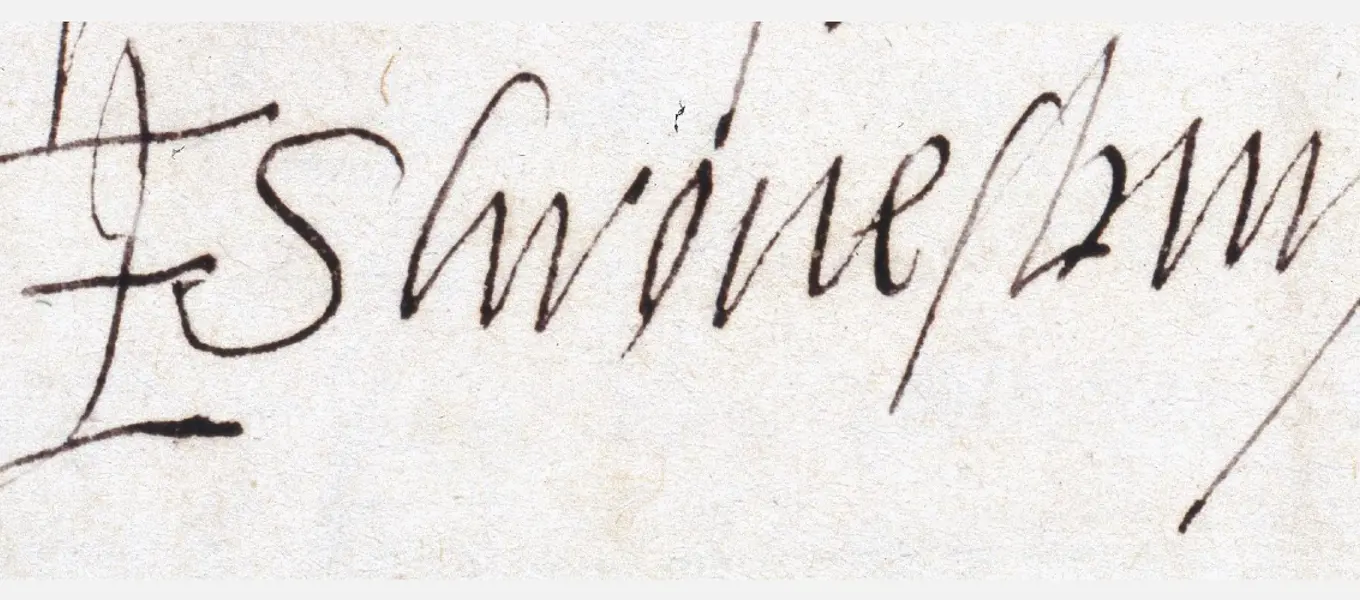 Bess of Hardwick’s unmistakable signature (written when Countess of Shrewsbury) from one of her account books.