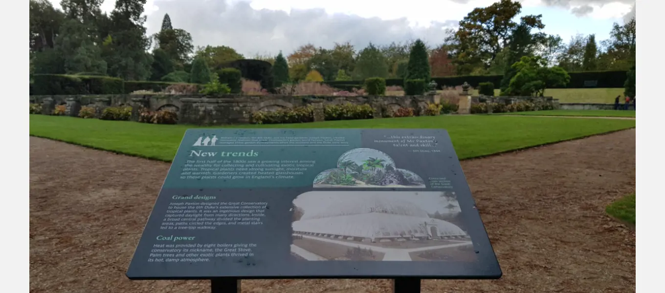New interpretation in the garden shares details about the life and work of Sarah and Joseph Paxton during their time at Chatsworth.