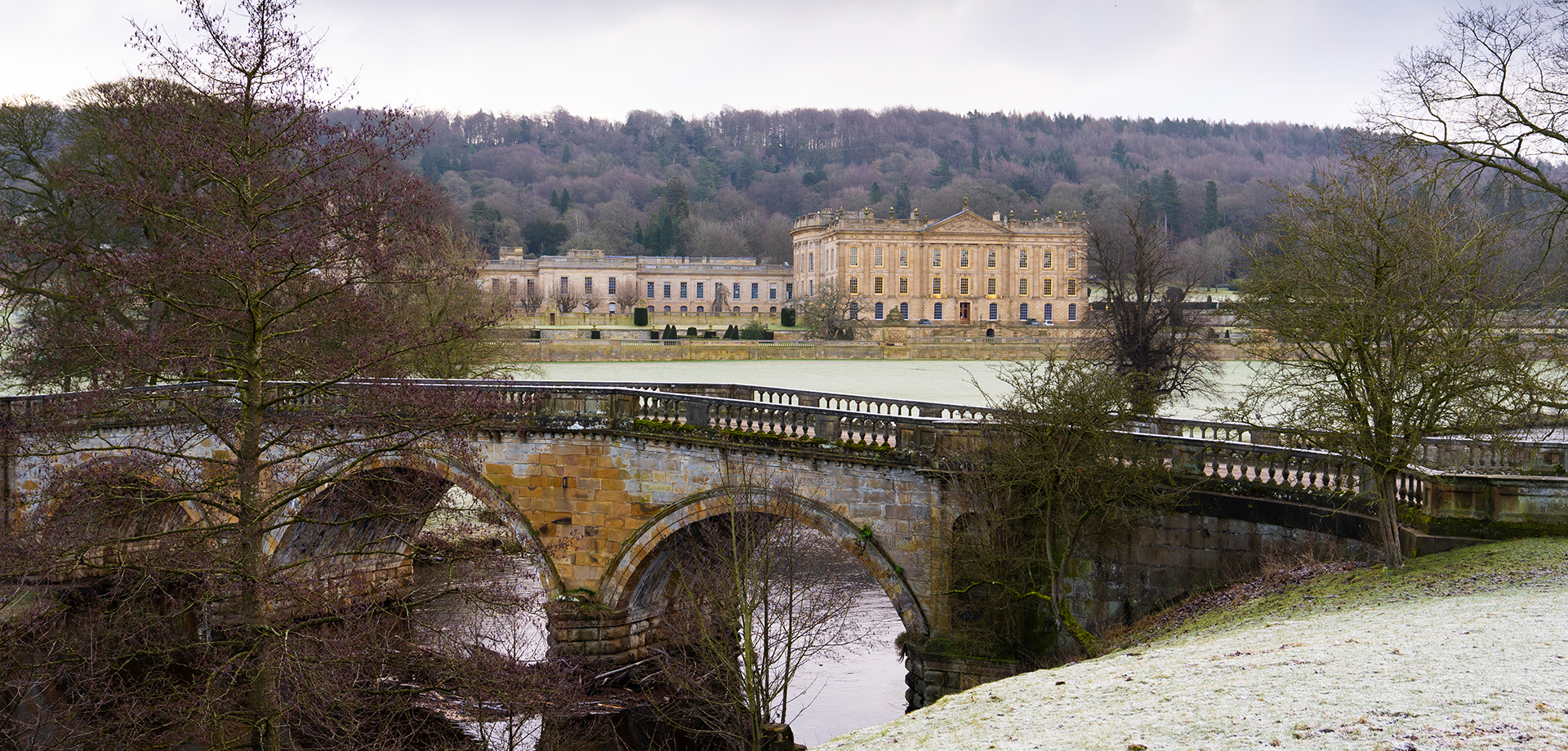 West front and Paines bridge in winter