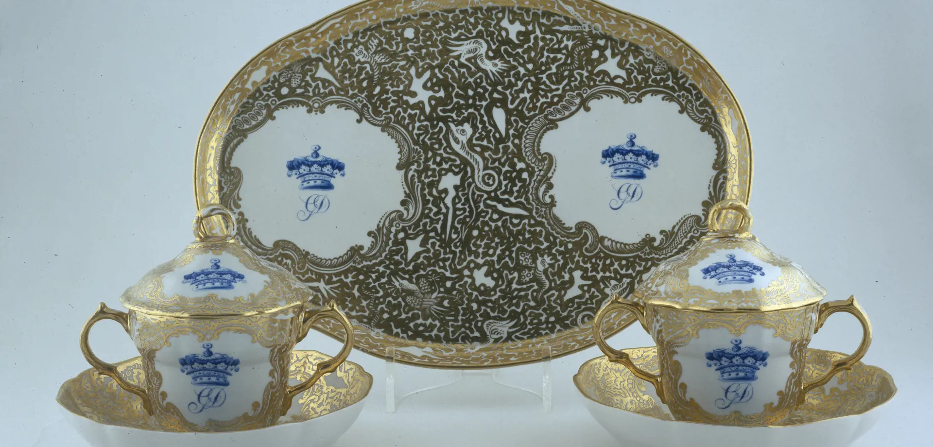 Porcelain white and gold tea set