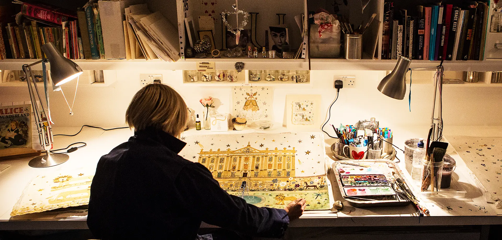 Lucy Loveheart in her studio
