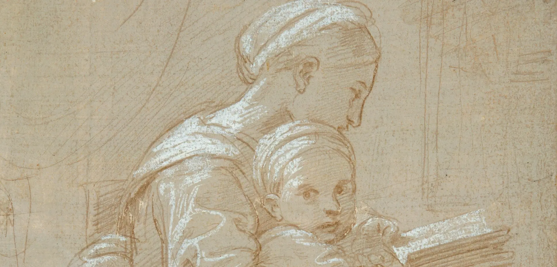 Seated Woman Reading with Child