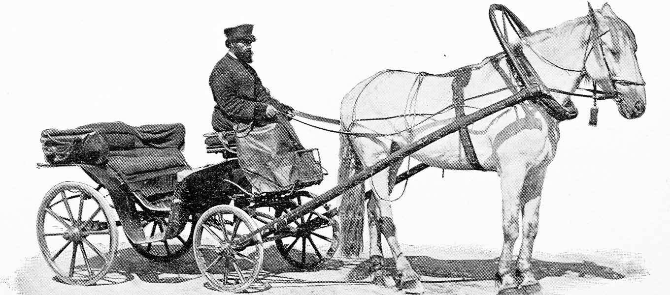 A Russian droshky and driver (late 19th century) similar to that driven by Peter